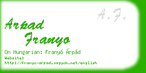 arpad franyo business card